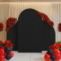 Garvee Arch Backdrop Stand Cover Set - Copertura per arco nuziale in spandex - Doppia faccia - 7.2 piedi a forma di U e 5 piedi a mezzaluna - Nero - Decorazione per feste