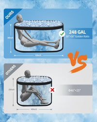 Vasca da bagno ghiacciata Garvee per atleti, 248 galloni, ovale, portatile, in PVC e fibra di vetro, coperchio isolato, per il recupero