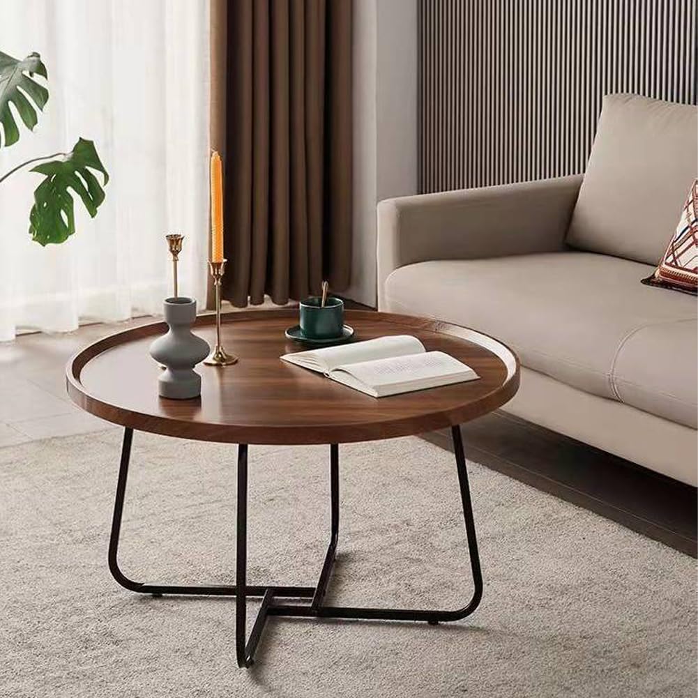 Tavolino da caffè impilabile Garvee, set di 2, rotondo, con piedini antiscivolo, per soggiorno e ufficio, 28x18 e 20x15 pollici, marrone