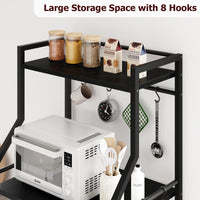 Scaffale da cucina Garvee Bakers Rack con 5 ripiani, 2 cestelli in filo metallico, 8 ganci, robusto MDF e acciaio, nero rustico, versatile per cucina e bar