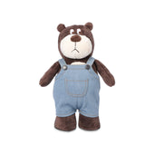 Garvee Orso di Peluche Hans 27 cm con Vestiti di Jeans Rimovibili Marrone Scuro, Peluche Morbido, Ricamo Sicuro, Stabile per Regalo e Decorazione