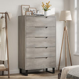 Garvee Cassettiera 5 Cassetti Grigio Per Soggiorno E Ingresso, Struttura Robusta In MDF, Top Impermeabile, Ampio Spazio, Design Versatile, 350x15.7x50.5cm