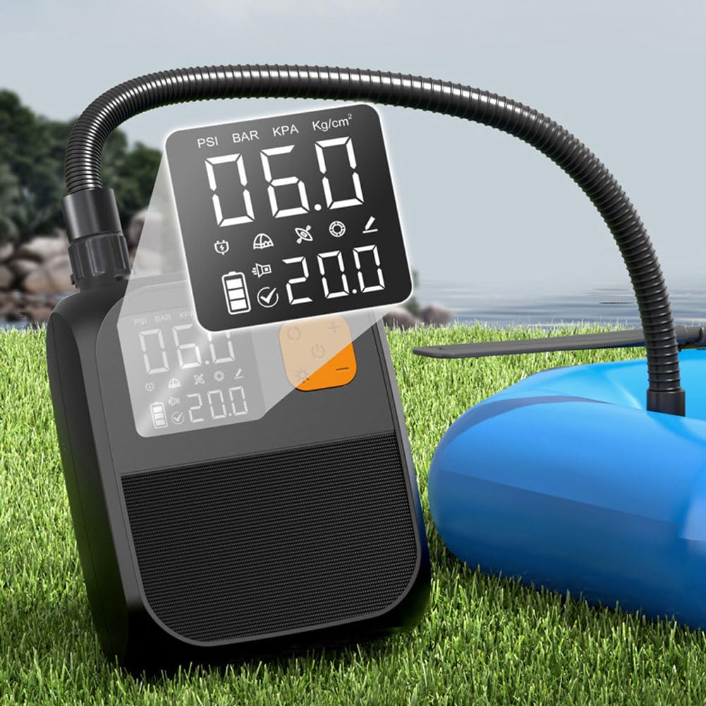Pompa a batteria al litio Garvee da 80 W: pompa elettrica portatile per paddleboard, gommoni e piscine con display e arresto automatico