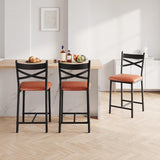 Garvee Set 4 Sgabelli Da Bar Imbottiti In PU Con Schienale E Poggiapiedi Per Cucina E Isola, Seduta Morbida, Struttura In Acciaio, Nero