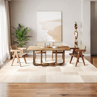 Tappeto moderno a pelo corto Garvee con taglio sagomato e motivo geometrico per soggiorno e camera da letto 160x230 cm beige