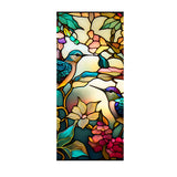 Garvee Pellicola per Finestra Retro PVC Hummingbird Flower, Privacy Non Adhesive, Stained Glass, Vinile Eco-Friendly, 45x100cm, Bagno e Decorazioni - Come mostrato