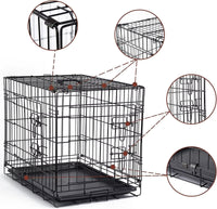 Garvee Trasportino per cani da 48 pollici con cassetto, pieghevole, tubo in acciaio, doppia porta, portatile per piccoli animali domestici, viaggi e casa, 48"x30"x32", nero