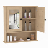 Garvee Mobiletto da Bagno con Specchio, Mensole Regolabili, Stile Rustico Moderno, 58,4x56,1x13 cm, Bianco, Multiuso per Bagno e Cucina