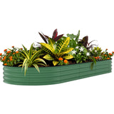 Garvee Letto da Giardino Rialzato Zincato 244x122x46 cm Verde per Orto e Fiori, Acciaio Resistente alla Ruggine, Facile Montaggio, Design Aperto per Drenaggio - Verde con strisce anti-taglio