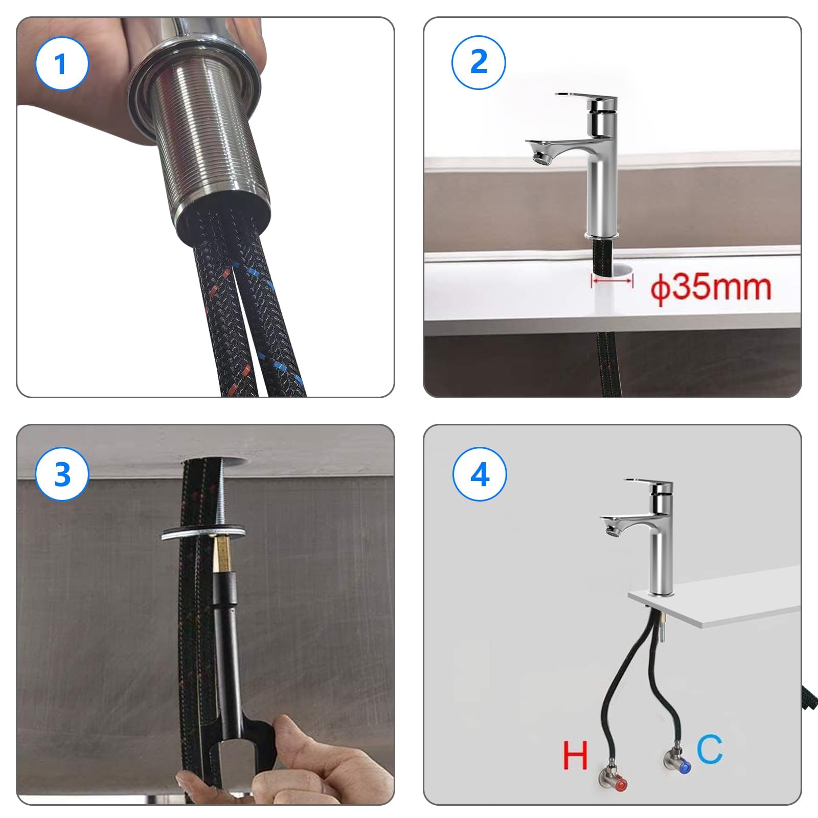 Rubinetto per lavabo Garvee, caldo/freddo, 11,8 cm, cromato