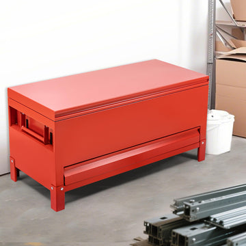 Cassetta portautensili in alluminio Garvee con coperchio idraulico, mobile per cantieri edili e rimorchi, rosso bordeaux, robusta e leggera