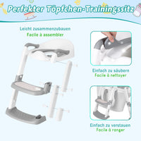 Sedile WC per bambini Garvee con gradini, altezza regolabile, pieghevole, imbottito in PU, antiscivolo, per bambini e bambine, bianco