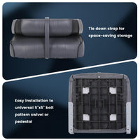 Garvee Set di 2 sedili pieghevoli per barche con schienale basso per la pesca e motoscafi, imbottitura in spugna spessa, PVC resistente alle intemperie, cerniere in alluminio antiruggine