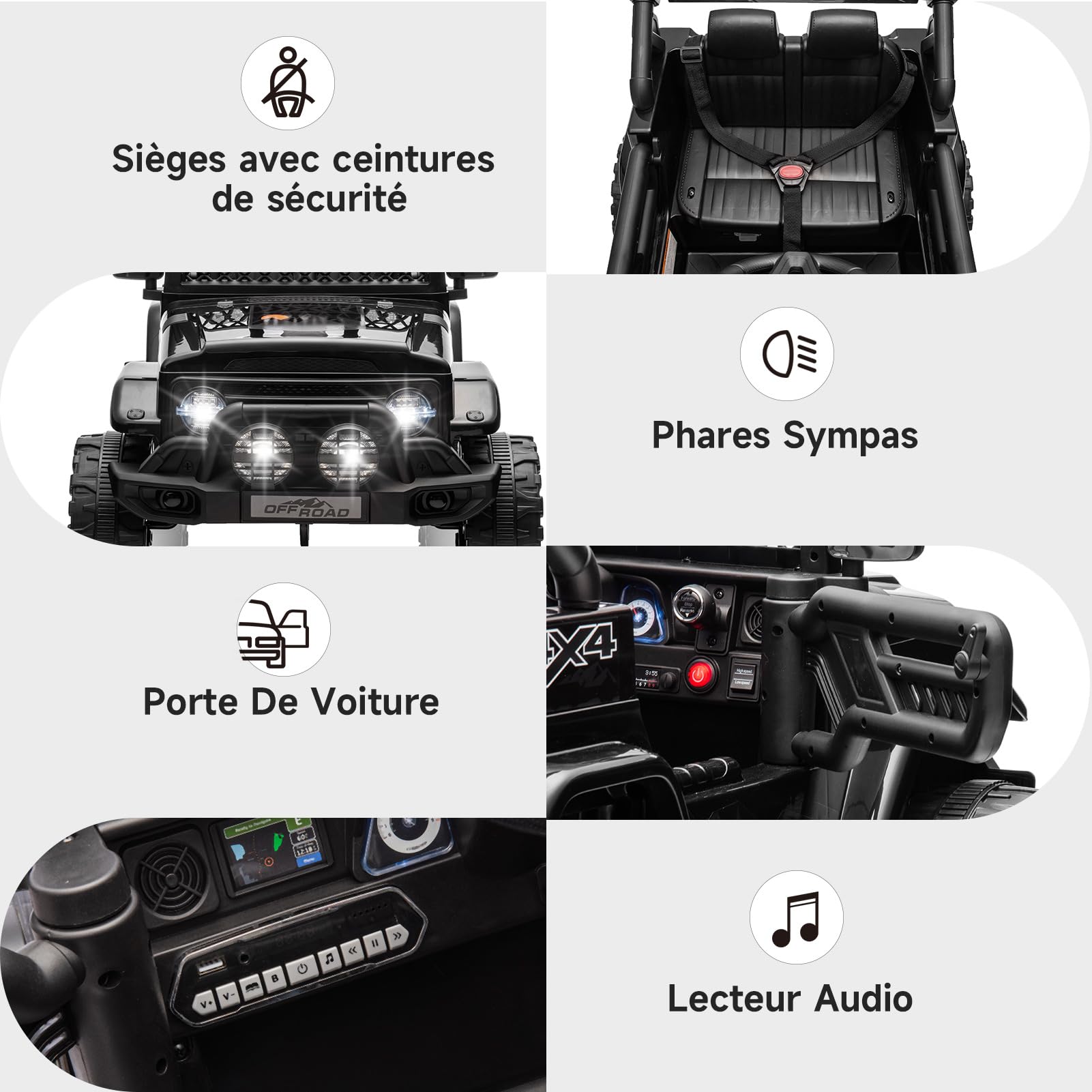 Garvee 12V Auto elettrica per bambini nera con LED e funzione Bluetooth per feste di compleanno, parchi e campi da gioco