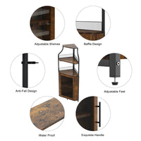 Mobile bar angolare Garvee per liquori con ripiani regolabili, 61 pollici, struttura in metallo, porta in rete, MDF, piedini antiscivolo, antiribaltamento, cucina e soggiorno