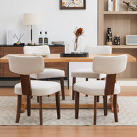 Sedie da pranzo Garvee, set da 2, rivestimento in tessuto, schienale ergonomico curvo, struttura in legno, antigraffio, beige, mobili per cucina e sala da pranzo