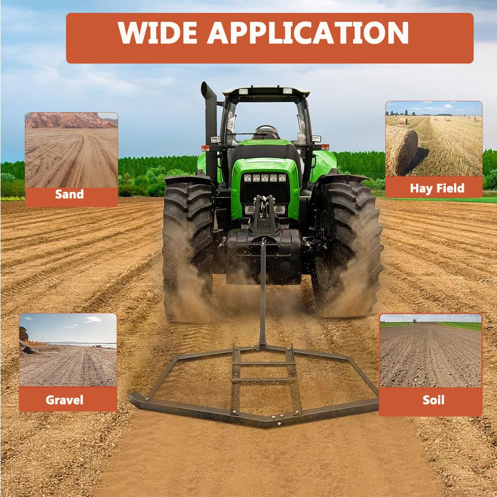 Erpice trainato Garvee da 66" per trattore ATV UTV, in acciaio, largo 66", nero, con supporti per pesi e attacco a perno universale