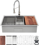 Lavello da Incasso Garvee 1 Vasca Acciaio Inox Fatturabile (84x56x23 cm) Robusto e Facile da Pulire con Accessori per Cucina - Argento