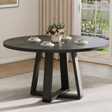 Garvee Tavolo Da Pranzo Rotondo 47" Per 4-6 Persone, Piano Rinforzato 30mm, Base A Croce In Legno, Nero, Cucina E Sala Da Pranzo