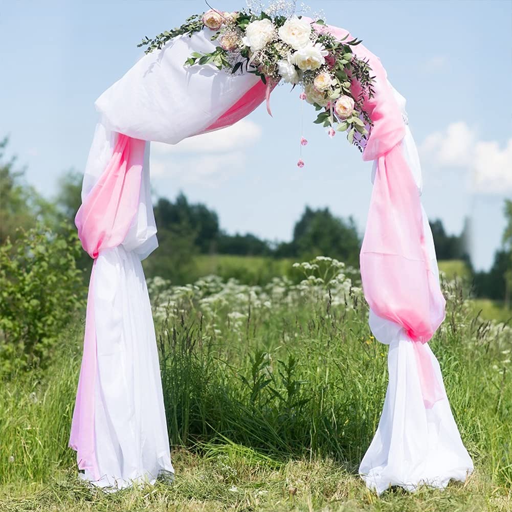Garvee Chiffonvorhang Weiss Hellrosa - Weiches Knitterfestes Chiffon-Stoff Für Hochzeiten Events Fotoshootings