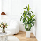 Garvee Albero di Drago Artificiale 150 cm, Pianta Tropicale Finta, Vaso Bianco Elegante, Decorazione Casa Ufficio, Foglie Modellabili, Poliestere Plastica - Verde 152,4 cm