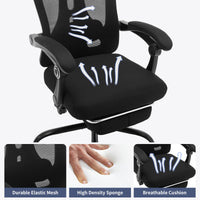 Sedia da ufficio ergonomica Garvee con supporto lombare regolabile, poggiapiedi, rete traspirante per ufficio e gaming, regolabile, nera