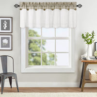 Tenda corta Garvee Vitrage Window Patchwork con bottoni decorativi, semitrasparente, beige, 132x38 cm, per cucina