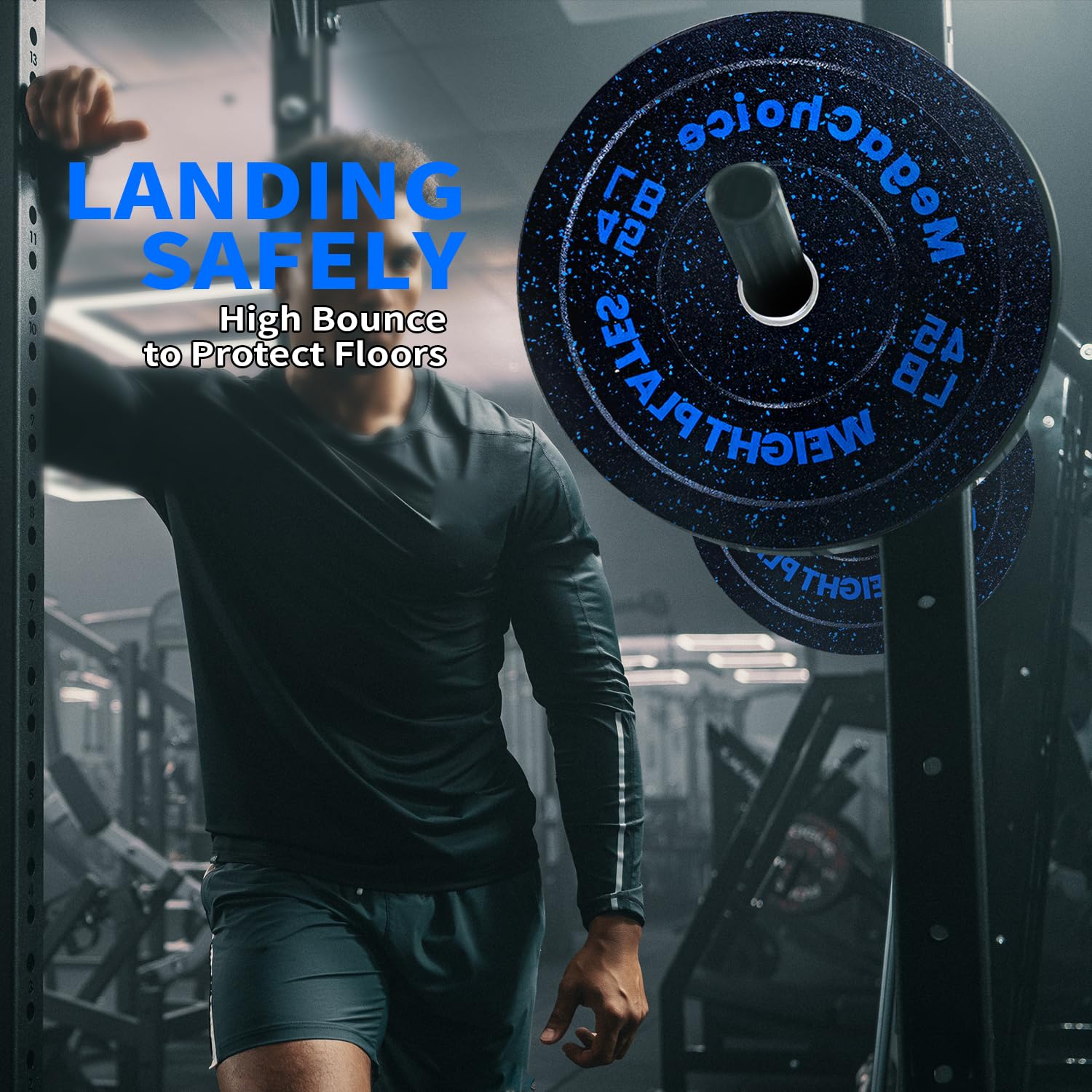 Set di dischi in gomma da 2" Garvee da 45 libbre con anello in acciaio, ammortizzanti per casa e palestra, pesi colorati