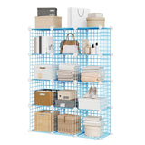 Garvee Scaffale Cubico 12 Cubi Nero - Metallo Resistente - Modulare Impilabile - Per Interni - Design Moderno - Supporta 10 kg - Blue