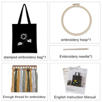 Kit di avviamento per ricamo Garvee, borsa tote con motivo floreale, fai da te per principianti, set completo in cotone, idea regalo