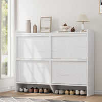 Garvee Mobile Porta Scarpe con 4 Cassetti Ribaltabili, Organizzatore in MDF Bianco per Ingresso e Soggiorno, Salvaspazio, 47.2"x10.3"x36.6"