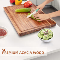 Tagliere in legno di acacia Garvee 60 x 45 x 3 cm con scanalatura per il succo – Utilizzabile su entrambi i lati, robusto e versatile per la cucina e il divertimento
