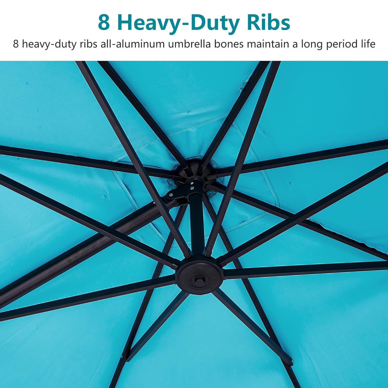 Ombrellone in alluminio GARVEE 300x300cm verde, parasole da esterno resistente alle intemperie