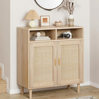 Credenza moderna in rattan Garvee da 36" - Intrecciata a mano, antiribaltamento, con ripiano regolabile, mobile da cucina e sala da pranzo, multifunzionale, colori naturali