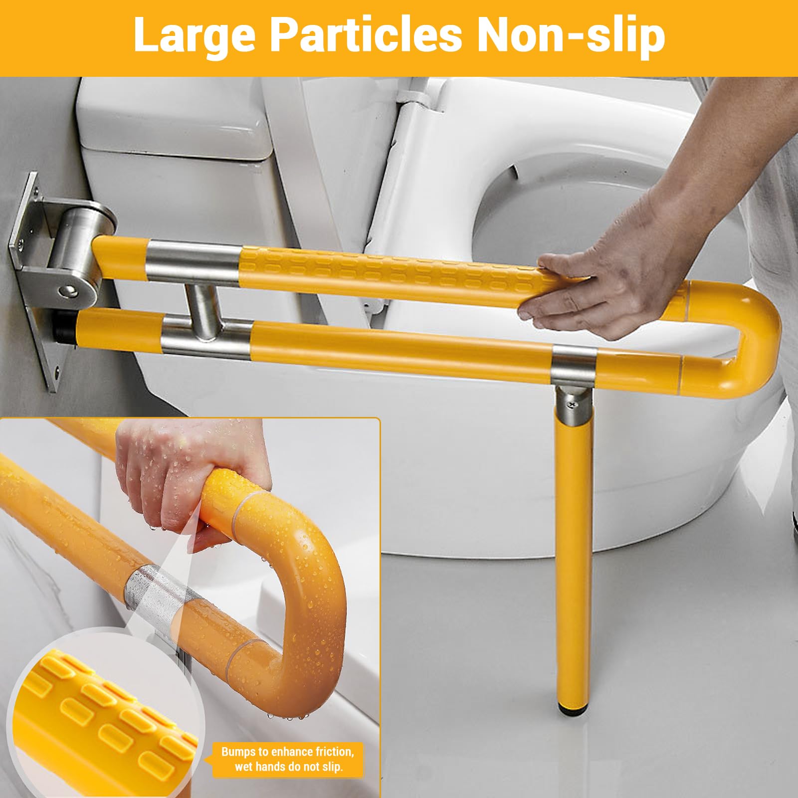 Barra di sostegno per WC Garvee per anziani, pieghevole, antiscivolo, capacità di carico 150 kg, maniglia di supporto per WC per disabili