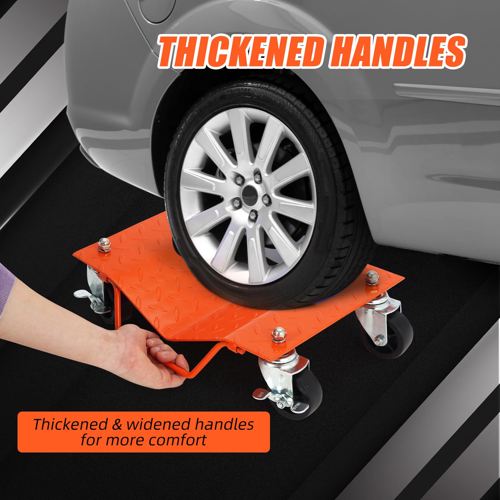 Garvee Auto Dolly Set 4 Pezzi per Festa del Papà | Capacità 6000 libbre, Acciaio al Carbonio con Blocco Sicurezza, Ruote Girevoli 3", Nero per Officina Garage