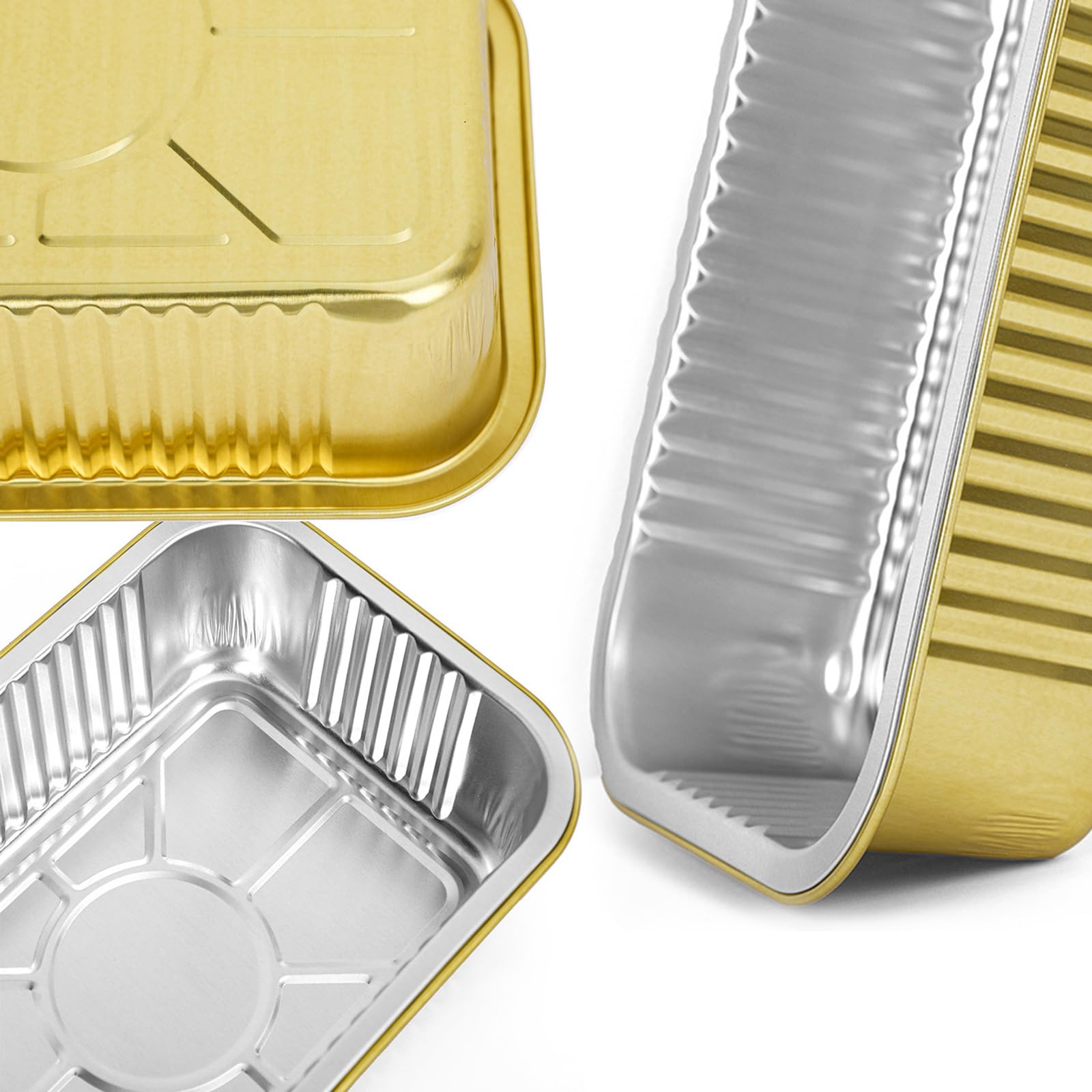 Garvee 20 vassoi monouso in alluminio con coperchio, 1000 ml, per grigliare, cucinare, cuocere al forno, argento, 22x15x4,5 cm