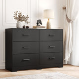 Garvee Cassettiera Moderna 6 Cassetti, Ampia Capacità, Maniglie in Metallo, Legno Laminato Resistente, Camera da Letto, Soggiorno, Bianco, 119.4 cm L x 83.8 cm A x 40.6 cm P - Nero