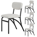 Set Garvee di 4 Sedie da Pranzo Beige in Bouclé con Gambe in Metallo, Imbottitura in Schiuma ad Alta Densità, Design Moderno Senza Braccioli per Cucina e Soggiorno