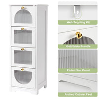Mobiletto da bagno Garvee con 4 cassetti, impermeabile, legno bianco, maniglie dorate, compatto per bagno e soggiorno, 11,8x11,8x33,1 pollici