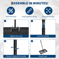 Rastrello Livellatore Prato Garvee 17"x10" Acciaio Inossidabile con Manico Regolabile - Regalo Perfetto per Festa del Papà per Giardino e Golf