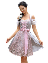 Garvee - Set Dirndl da donna, 3 pezzi, abito tradizionale corto midi con grembiule Dirndl e camicetta Dirndl per l'Oktoberfest, grigio, taglia 42