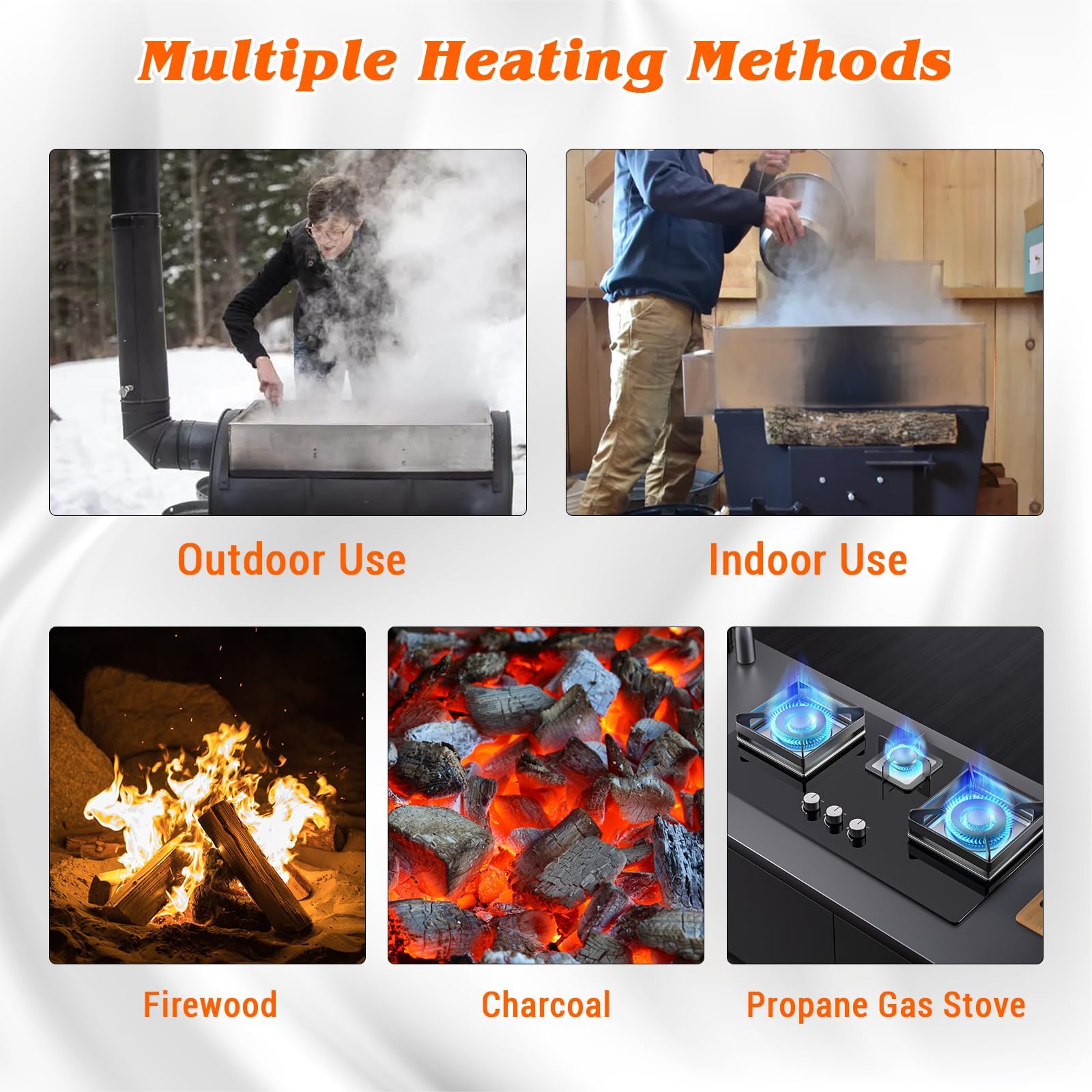 Evaporatore per sciroppo d'acero Garvee, 30x16x19 pollici, acciaio inossidabile 304, 21 galloni, 2 valvole, termometro per casa e esterni