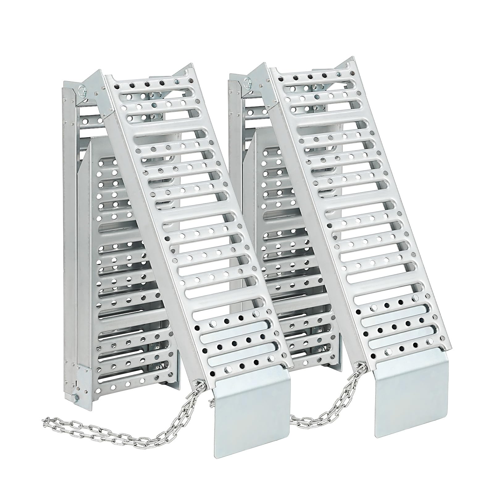 Rampe di carico pieghevoli Garvee in acciaio inox da 72" x 9" in tre pezzi per motociclette e tosaerba, mobili e sicure, 72" x 9", argento