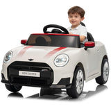 Garvee Auto Elettrica per Bambini 12V con Telecomando, LED, Clacson, PP e Metallo, Cintura di Sicurezza, per Bambini 3+ - White