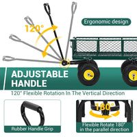 Carrello da Giardino in Acciaio Garvee per Festa del Papà | 550 libbre, Maniglia 180° Girevole, Ruote Pneumatiche 10", Lati Rimovibili, Nero