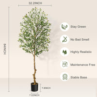 Albero di ulivo artificiale Garvee da 7 piedi con tronco realistico, foglie di seta e vaso di cemento stabile per l'arredamento del soggiorno e dell'ufficio, verde