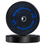 Set di dischi in gomma da 2" Garvee da 45 libbre con anello in acciaio, ammortizzanti per casa e palestra, pesi colorati - Blu