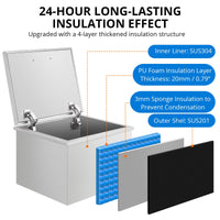 Contenitore per ghiaccio Garvee Drop-In da 40 QT in acciaio inossidabile isolato con scarico per cucina da esterno, robusto e igienico