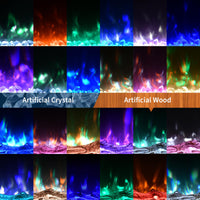 Camino elettrico Garvee, ultrapiatto, da parete, possibilità di installazione a incasso, con telecomando, riscaldatore da 1800 W, 12 colori, timer fino a 12 ore, certificato ETL per 37 m², design moderno, frontale in vetro e aspetto legno/cristallo